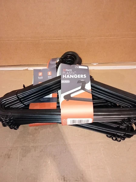 Roe Tenpo Coat Plastic Hangers Clothes 50 Pack Black Adult 37.5x20cm