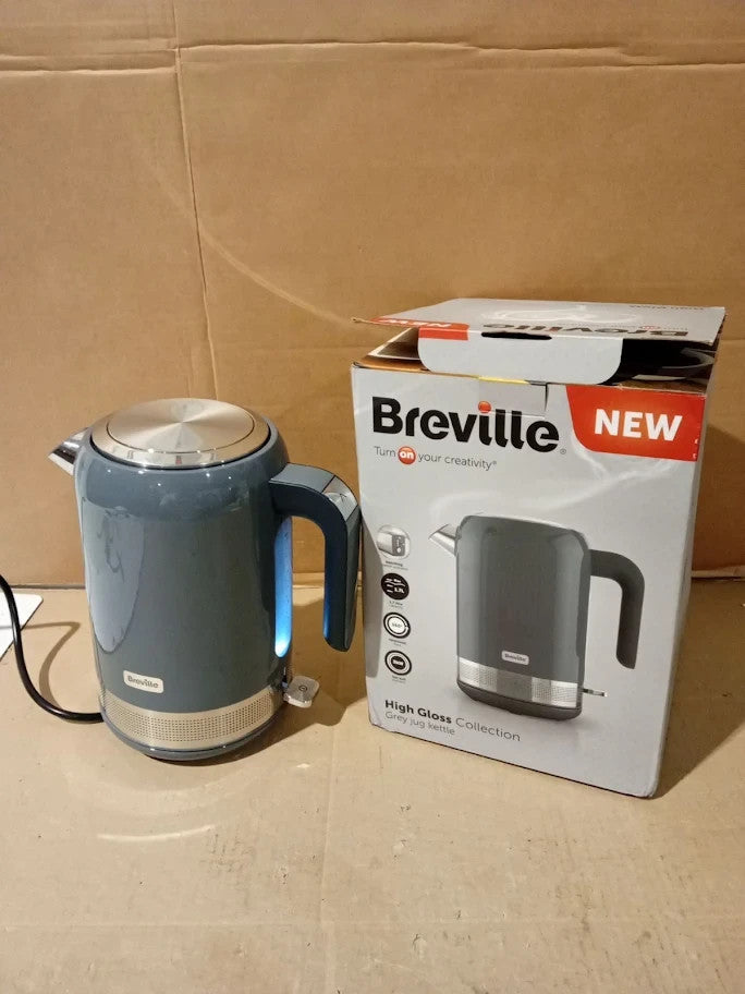 Breville High Gloss Electric Kettle 1.7L 3kw Fast Boil Grey Stainless New