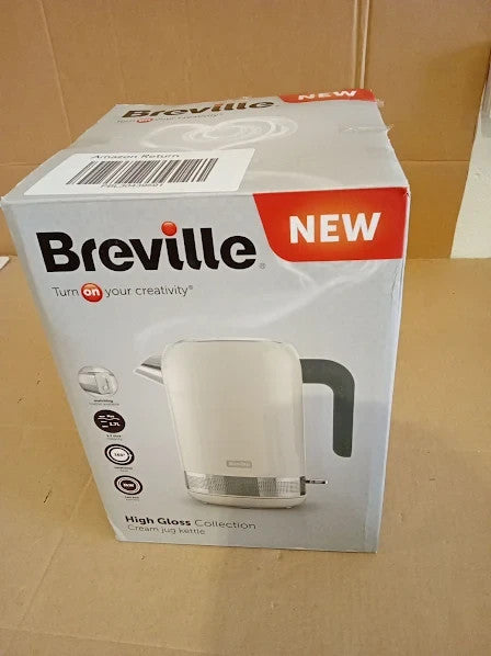 Breville High Gloss Electric Kettle 1.7L 3kw Fast Boil Cream 9.1x5.9x9.4cm New
