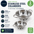 Home 2 Pack Set Stainless Steel Colanders Stainless Steel 11x25x31.5cm