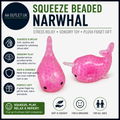Squeeze Beaded Narwhal Stress Relief Sensory Toy Plush Fidget Gift Pink Design