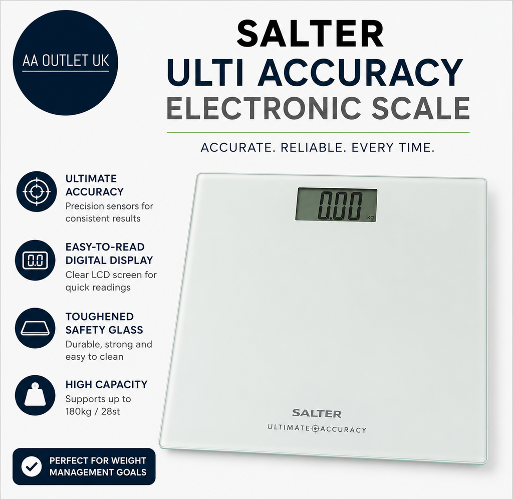 Salter Ultimate Accuracy Digital Bathroom Scales Toughened Glass Platform Silver