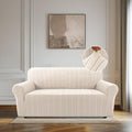BellaHills High Stretch Sofa Cover 3 Seater Pets Friendly Non Slip Natural