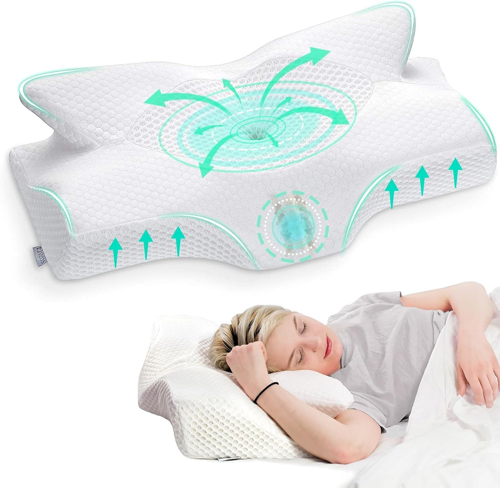 Elviros Cervical Memory Foam Pillow Ergonomic Neck Shoulder Support New