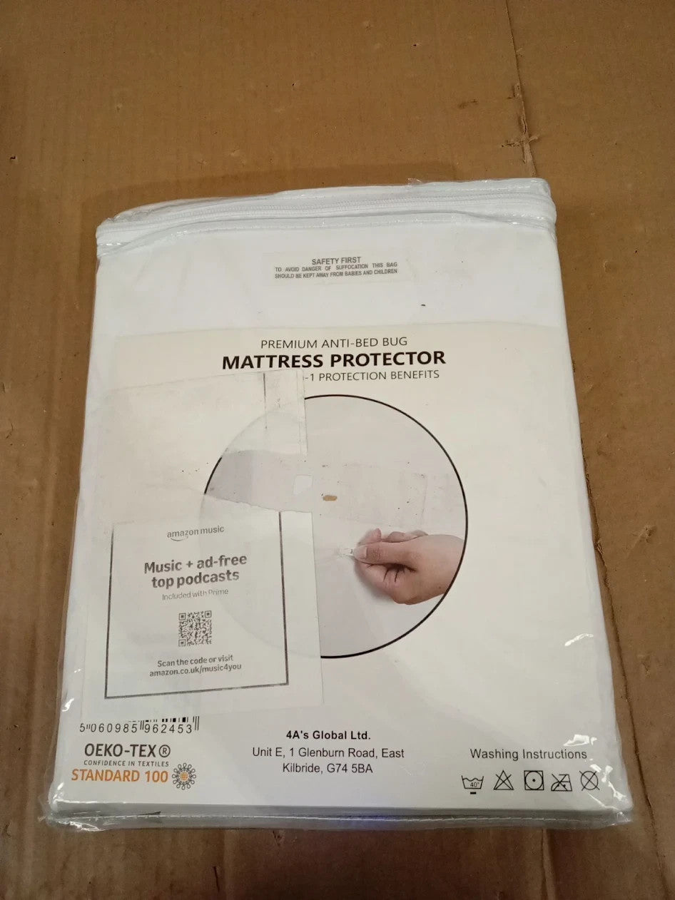 4AS Waterproof Mattress Protector Double Bed Bug Dust Mite Proof 137x190cm New
