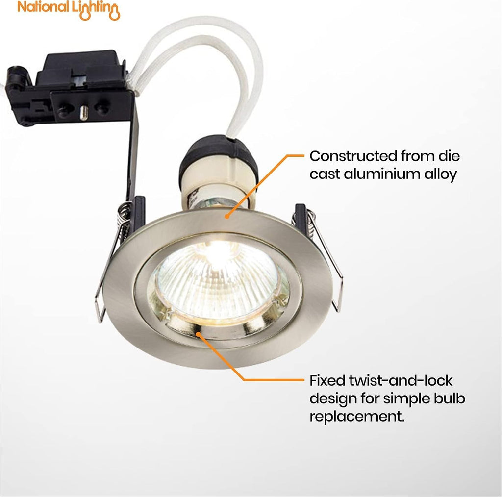 National Lighting GU10 LED Spotlight Satin Nickel Recessed Ceiling Downlight New