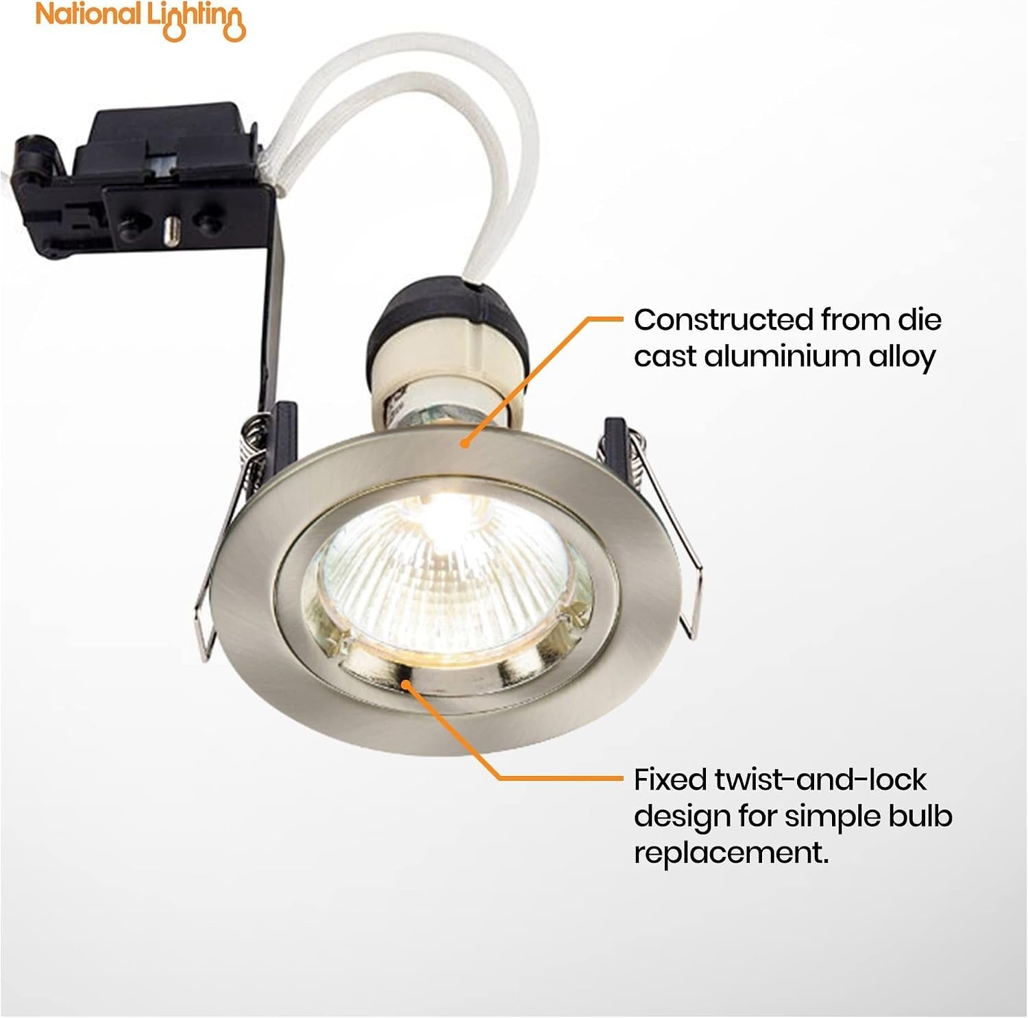 National Lighting GU10 LED Spotlight Satin Nickel Recessed Ceiling Downlight New