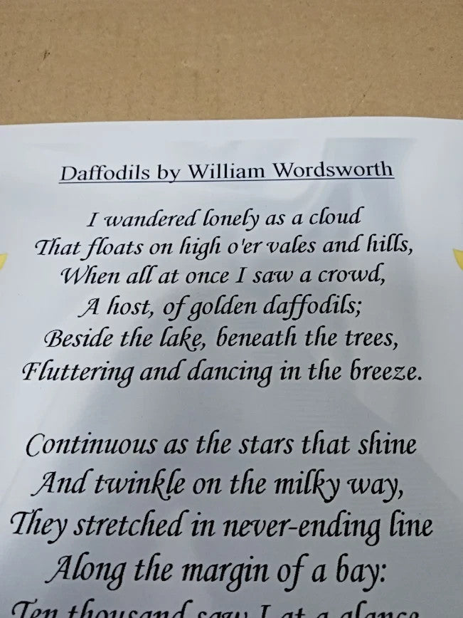 Motivational Inspirational Poem Sign Poster Print Daffodils William New
