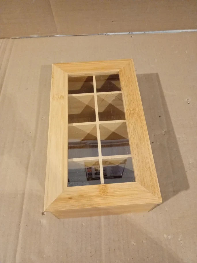 Relaxdays Bamboo Tea Box 8 Compartments Tea Bag Chest Wooden Closable Lid