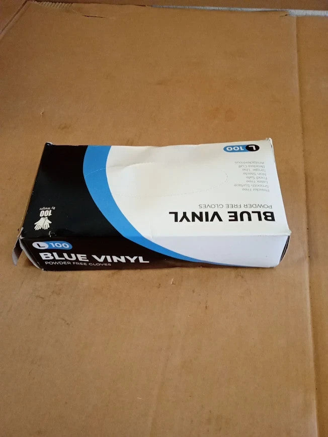 Eatasty Disposable Gloves Blue Vinyl Powder Latex Free Large Pack 100 New