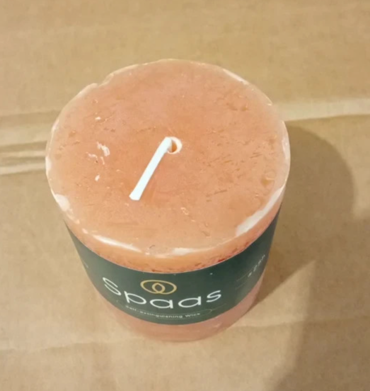 Spaas Orange Rustic Pillar Candle 70mm x 70mm 25h Long Burn Decorative New