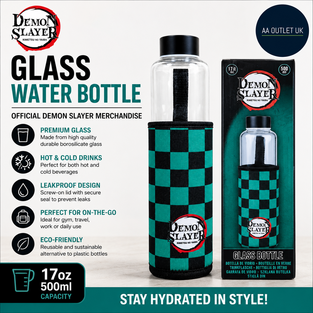 Grupo Erik Glass Water Bottle Demon Slayer Manga Merch 17oz 500ml Hot Cold
