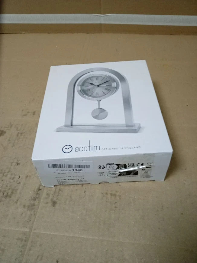 Acctim 36757 Bathgate Glass Pendulum Mantel Clock Analog Modern Silver
