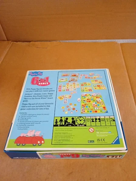 Ravensburger Peppa Pig 6 In 1 Game Kid Card Dice Bingo Dominoes 3+ New