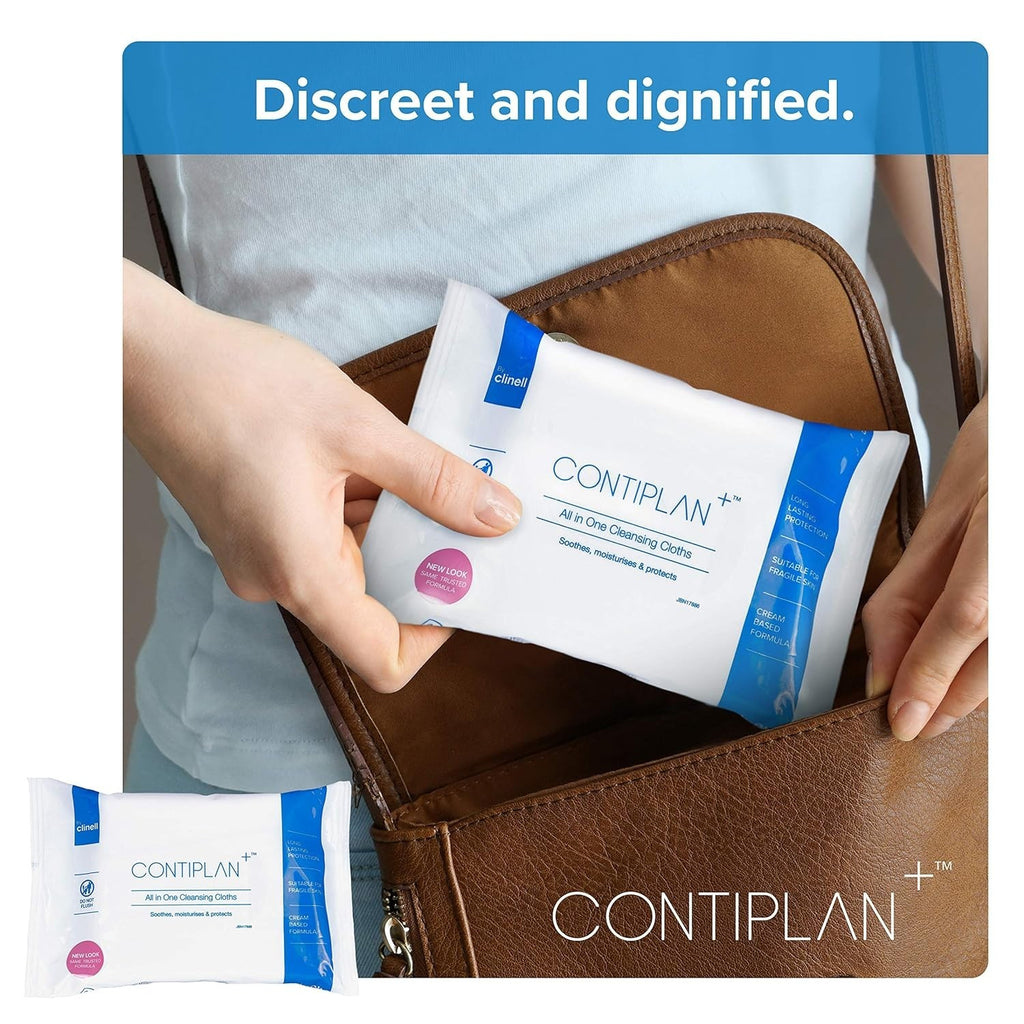 Clinell CONTIPLAN Incontinence Cleansing Cloths All In One Clip Pack Wipes New