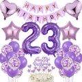 23rd Birthday Cake Toppers Decoration Gift Purple Silver Foil Balloon Set New
