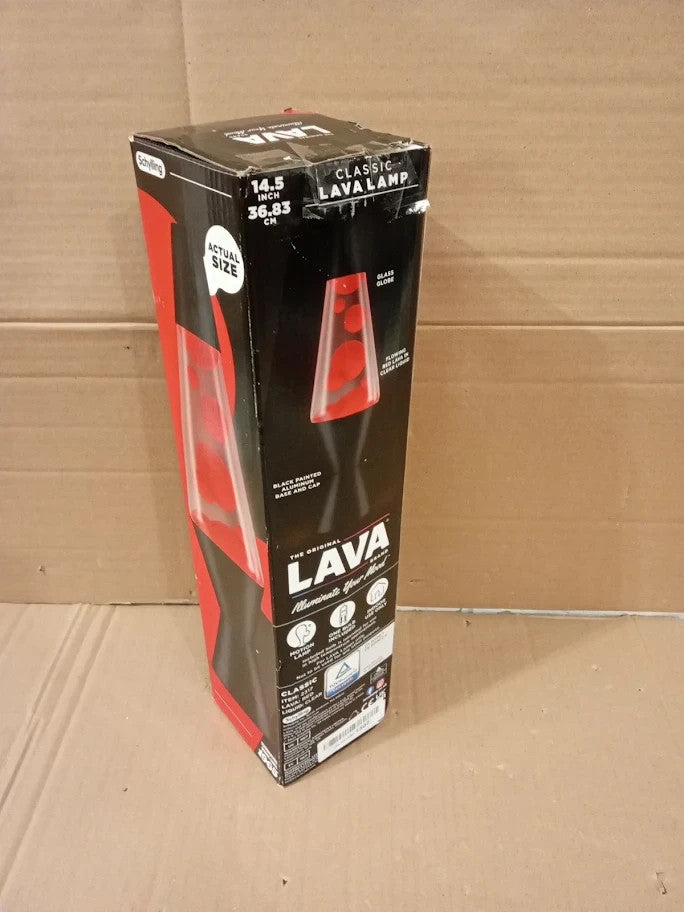Lava Lamp 2317 Red Wax Clear Liquid Black Base And Cap Original 14.5in New