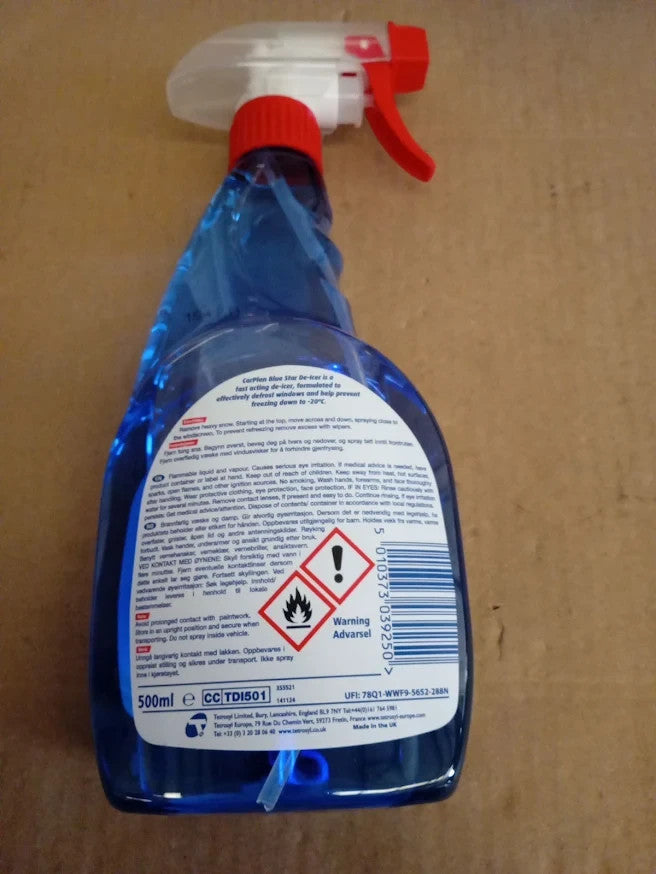 CarPlan TDI501 Blue Star Winter De Icer Trigger Spray 500ml Auto Pratic 3 Pieces