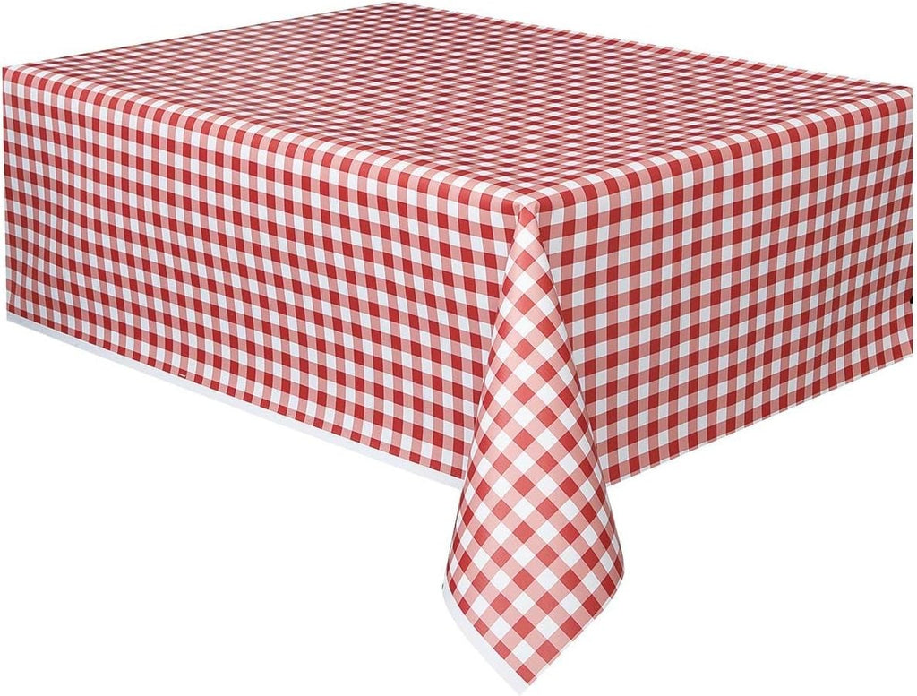 Unique Red Gingham Pattern Rectangular Plastic Table Cover 54x108in New