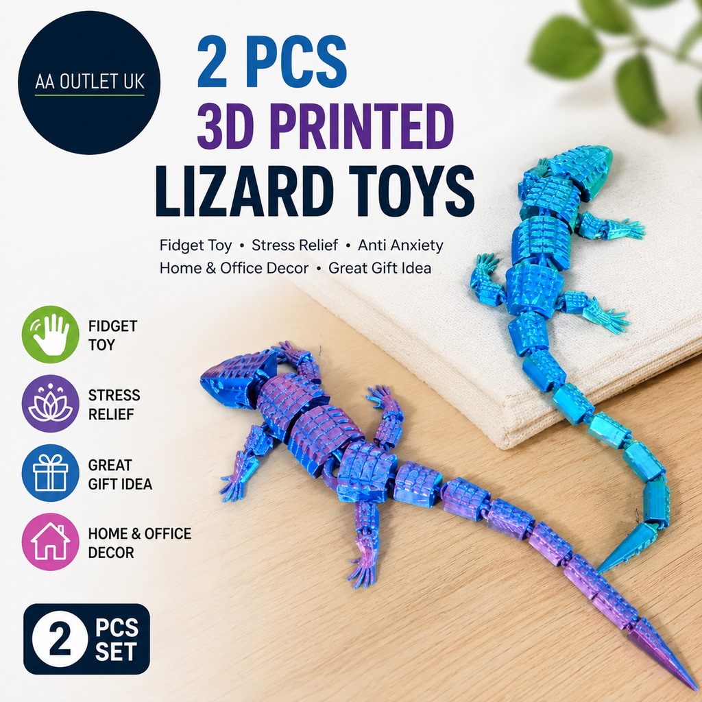 Iuiiaii 2 Pcs Lizard Toys 3d Printed Fidget Toy Lizard Animal Home Decor