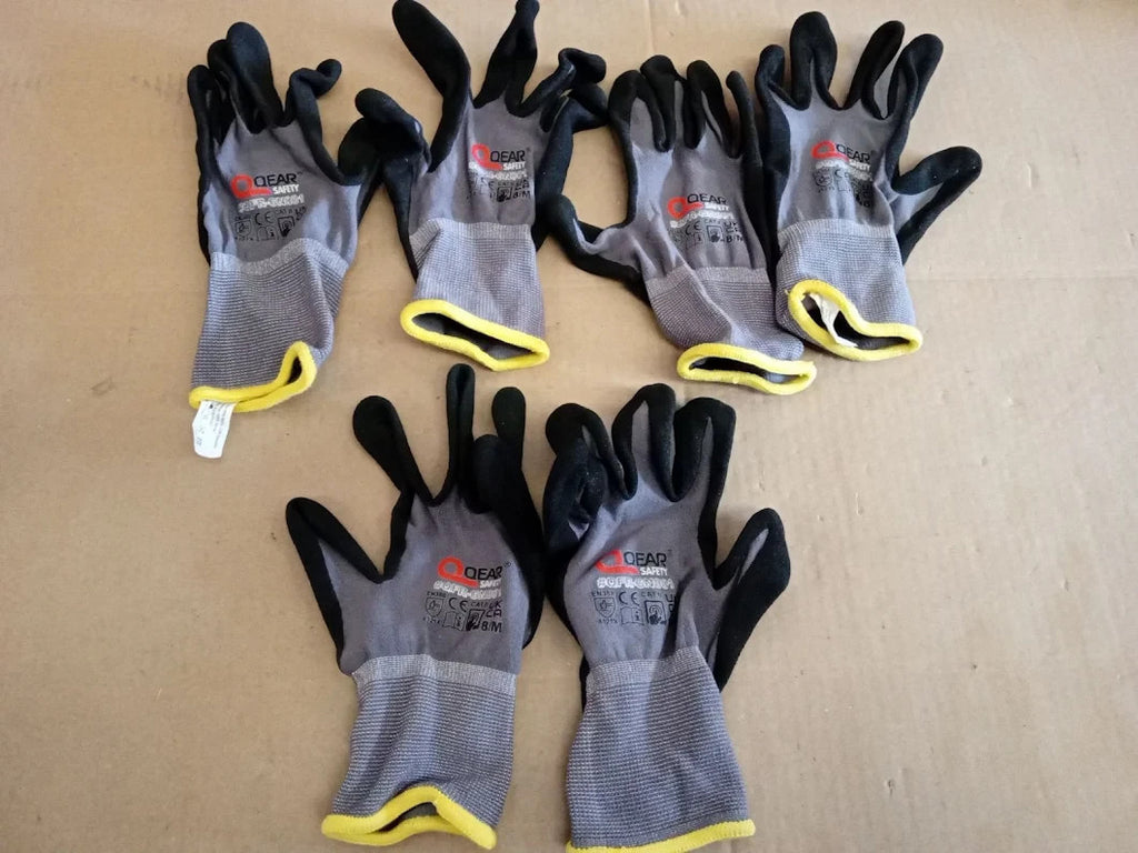 3 Pairs QEARSAFETY Nitrile Palm Coated Microfoam Work Gloves Size 8/M Design