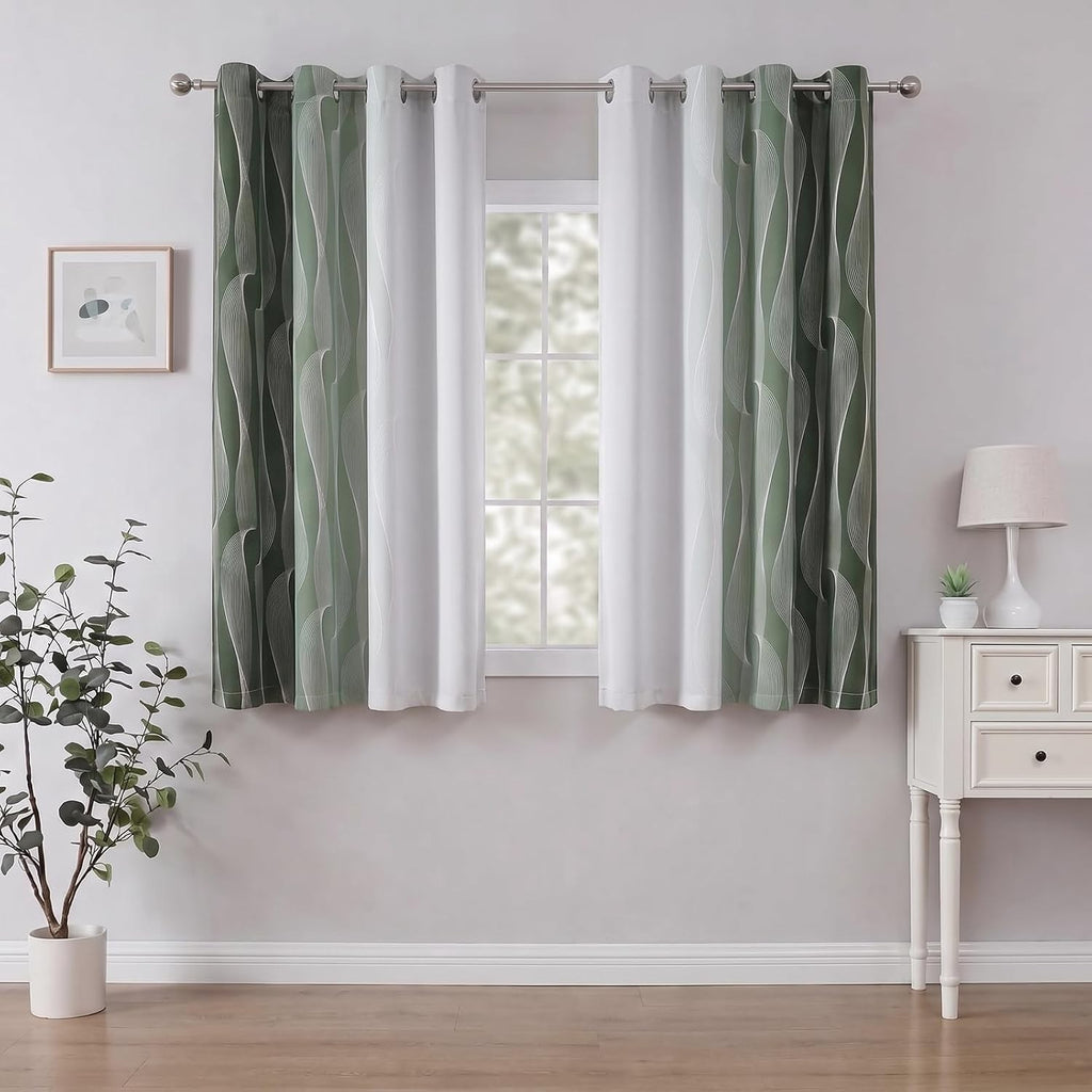 Ombre Room Darkening Curtains Modern Gradient Eyelet Drapes Wave 46x54in New