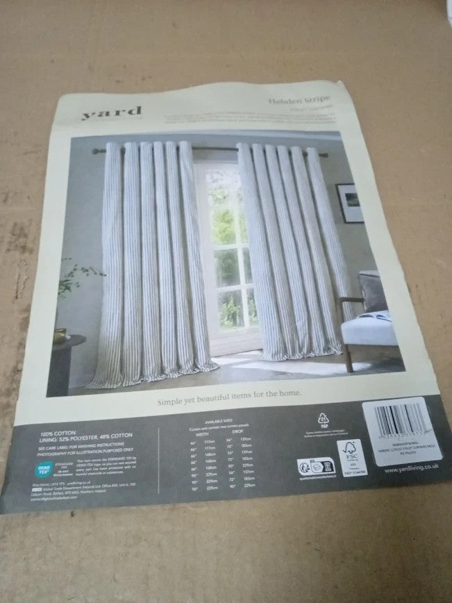 Yard Furn Hebden Eyelet Curtain Pair Ultra Soft Cotton Striped 117x137cm