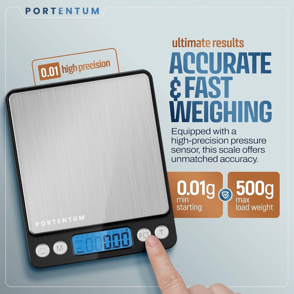 Portentum Digital Kitchen Scale 500g 0.01g Food Mail Electronic Stainless New