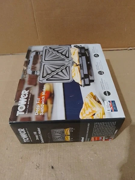 Tower Deep Fill Sandwich Maker Extra Deep Non Stick Plate 900W 24.5x29x10.2cm