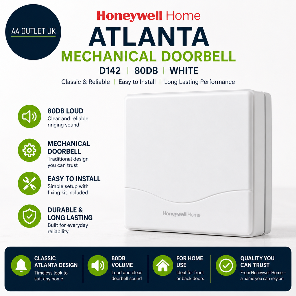 Honeywell Home D142 Atlanta Mechanical Doorbell 80DB 2 Melodies White