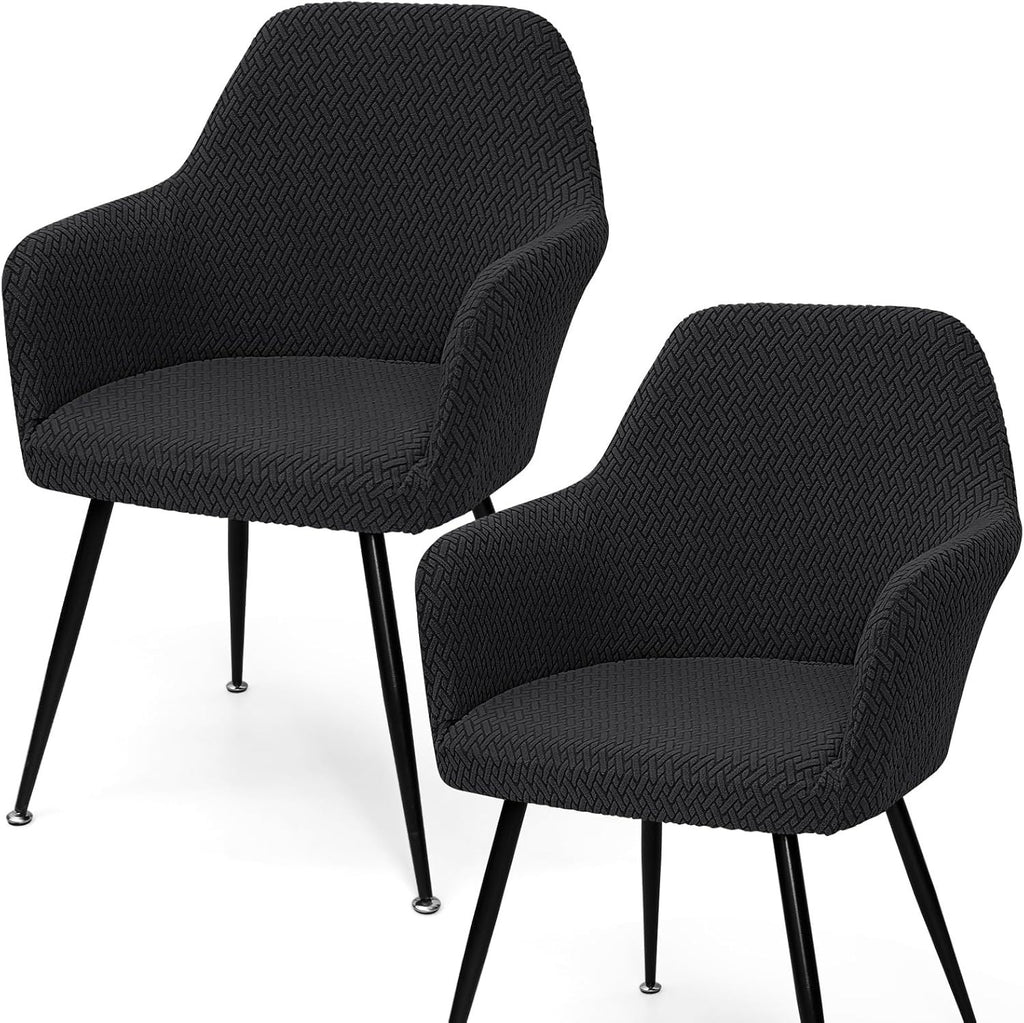 Betylifoy Stretch Chair Covers Removable Curved Back Slipcover 2 Pieces Black