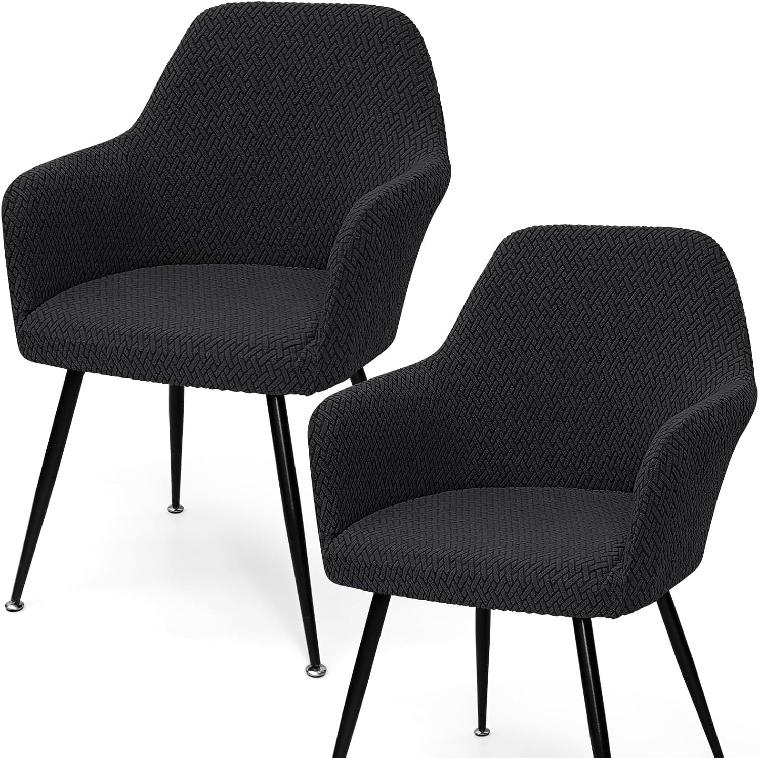 Betylifoy Stretch Chair Covers Removable Curved Back Slipcover 2 Pieces Black