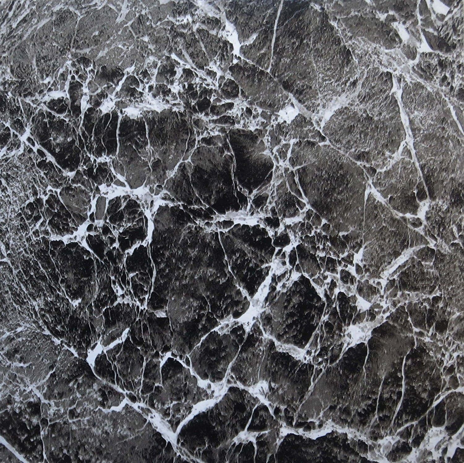50 Vinyl Floor Tiles Black Grey Marble Self Stick Grey 31x31x6cm New