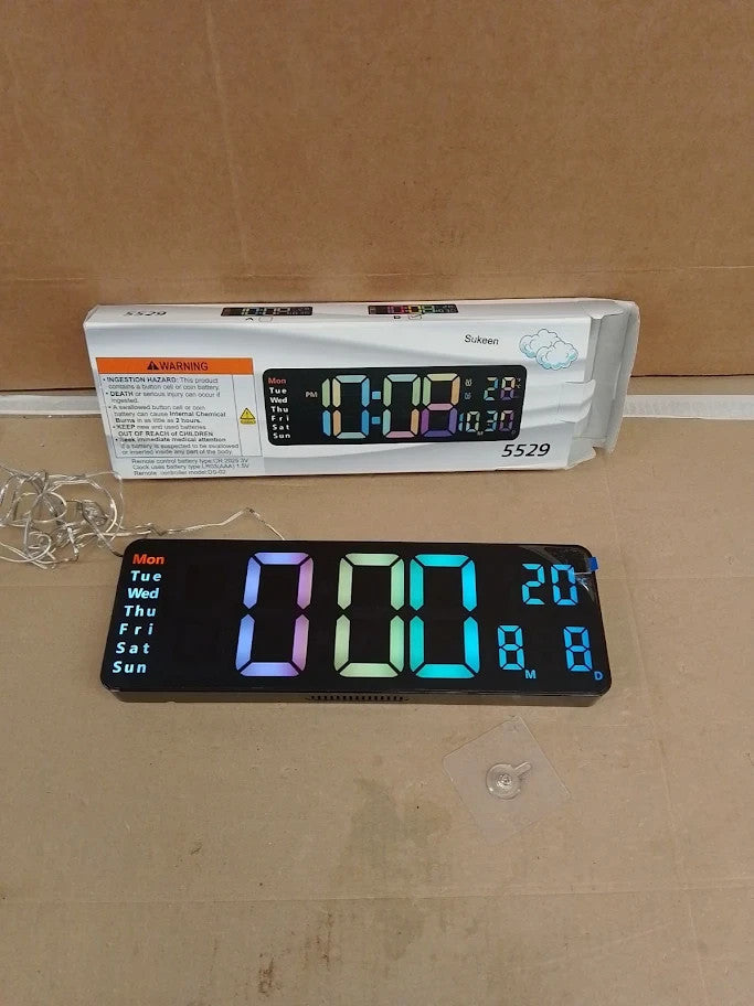Sukeen Digital Wall Clock 13 Alarm Count Up Down 10Level Dimming New