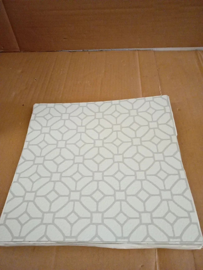 FloorPops FP2946 Lattice Peel Stick Floor Tiles White Off White 12x12in New