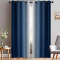 Yakamok Blue & Greyish White Ombre Curtains Living Room 52x90 Gradient 2 Panels