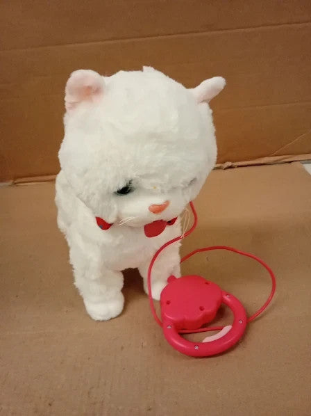 Marsjoy White Leash Walking Cat Set Talking Singing Dancing 20x10x25cm New