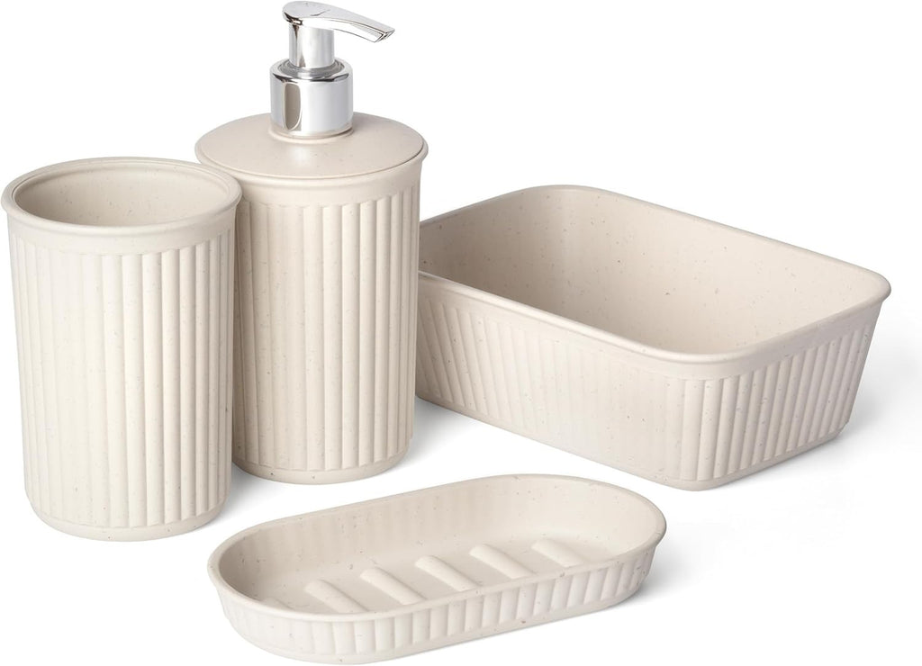 Tatay Set Of 4pcs Bathroom Accessories Tumbler Soap Dish Dispenser Organiser New