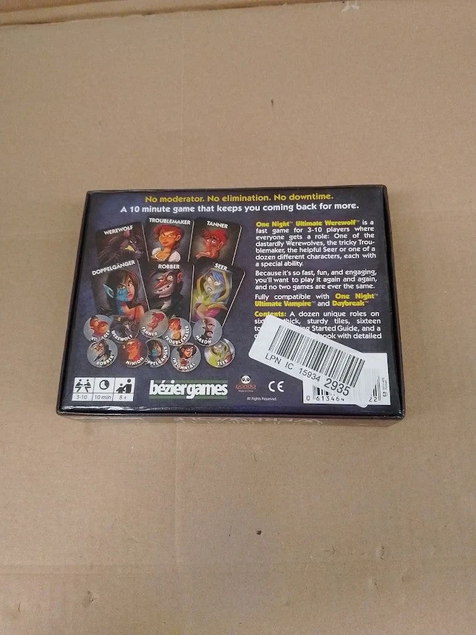 Bezier Games One Night Ultimate Werewolf Board Game 3-10 Players 8+ New