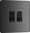BG Evolve Double Light Switch 2 Way Screwless Black Chrome PCDBC42B Design New