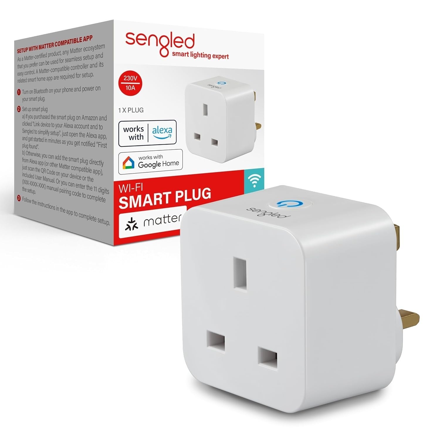 Sengled Matter Smart Plug WiFi Alexa Compatible 2300W 2.4GHz 1 Piece White New