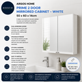 Argos Home Prime 2 Door Mirrored Cabinet White 50x60x14cm