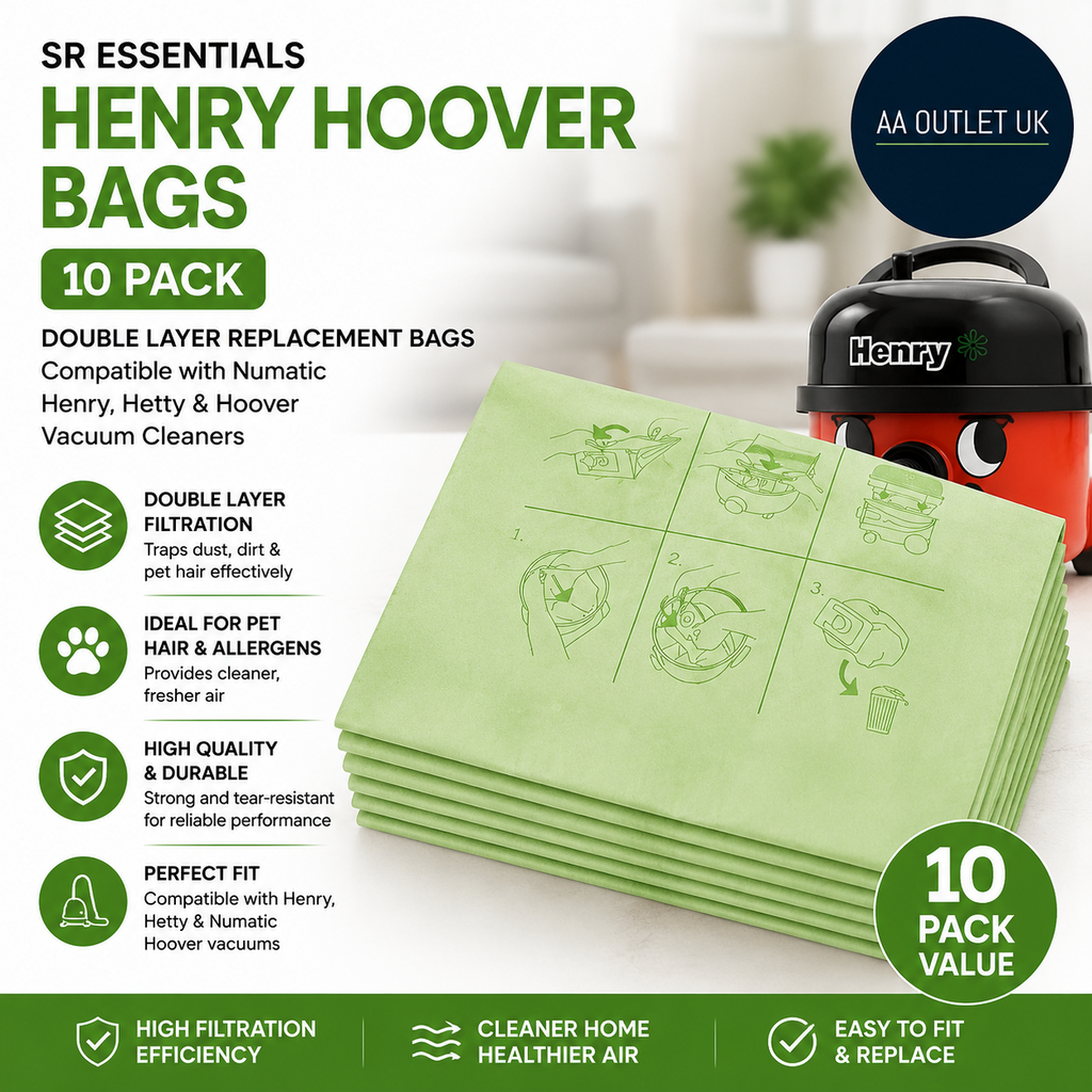 Sr Essentials Henry Hoover Bags 10 Pack Double Layer Replacement Numatic