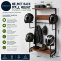 GHWMYD Helmet Rack Mount Wall Motorcycle Coat Cap Holder 2 Shelves 4 Helmet