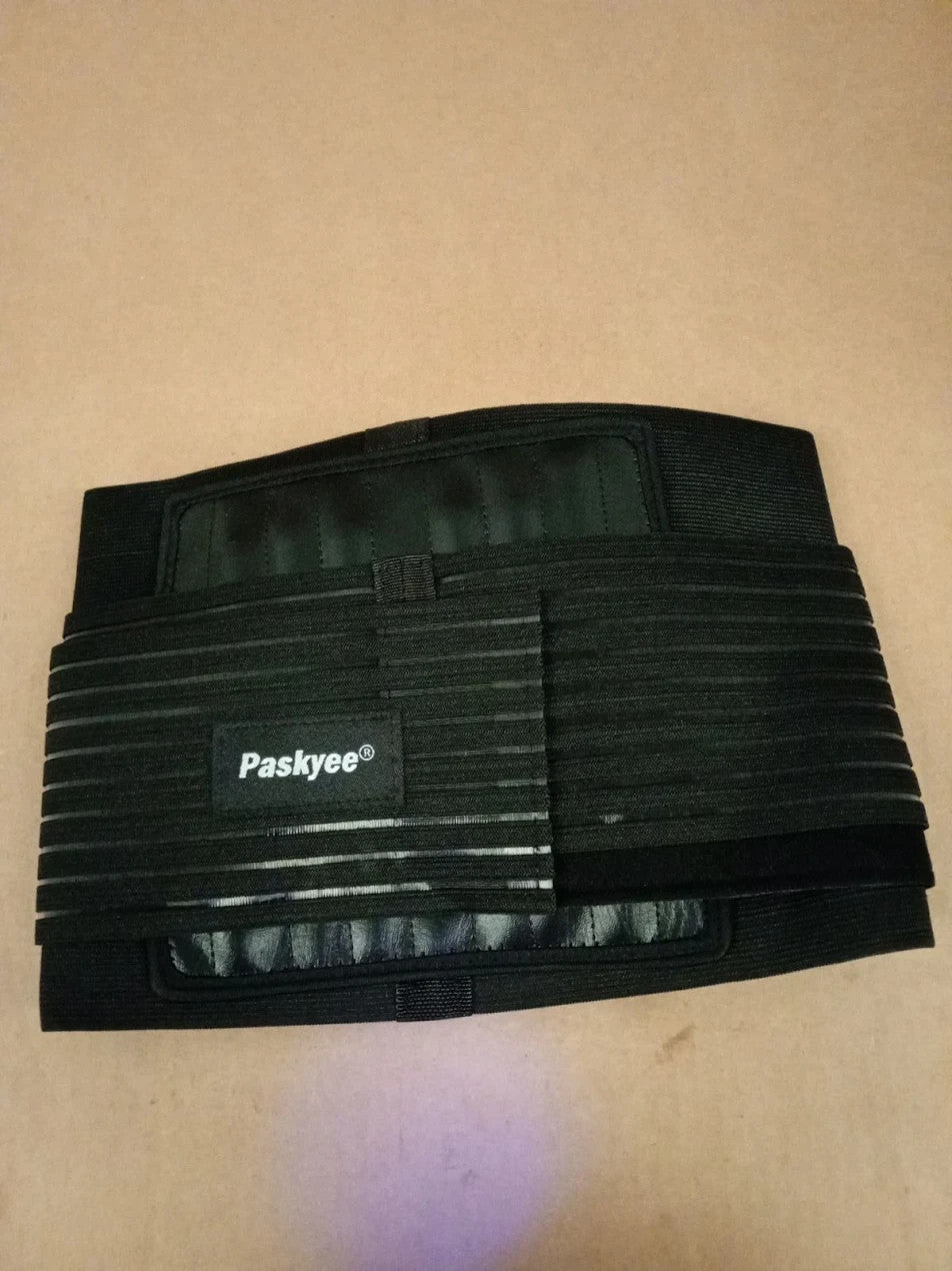Paskyee Lower Back 6 Stays Back Brace Lumbar Support Belt XXL Black New