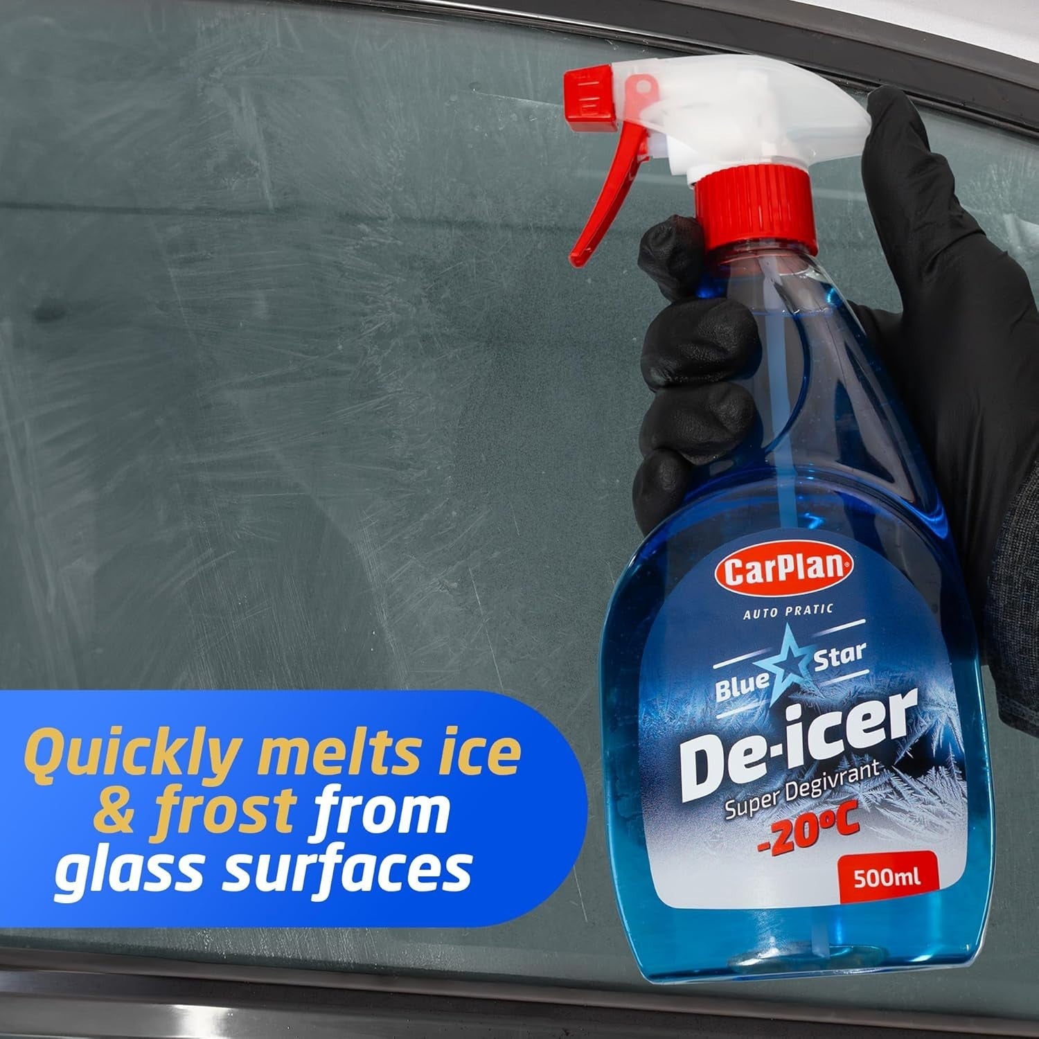 Carplan TDI501 Blue Star Winter De Icer Trigger Aerosol Spray 500ml 4pc New