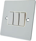 Alliance Electrical FPC3GSWIWC 10 A 3 Gang 2 Way Black Insert Flat Metal New