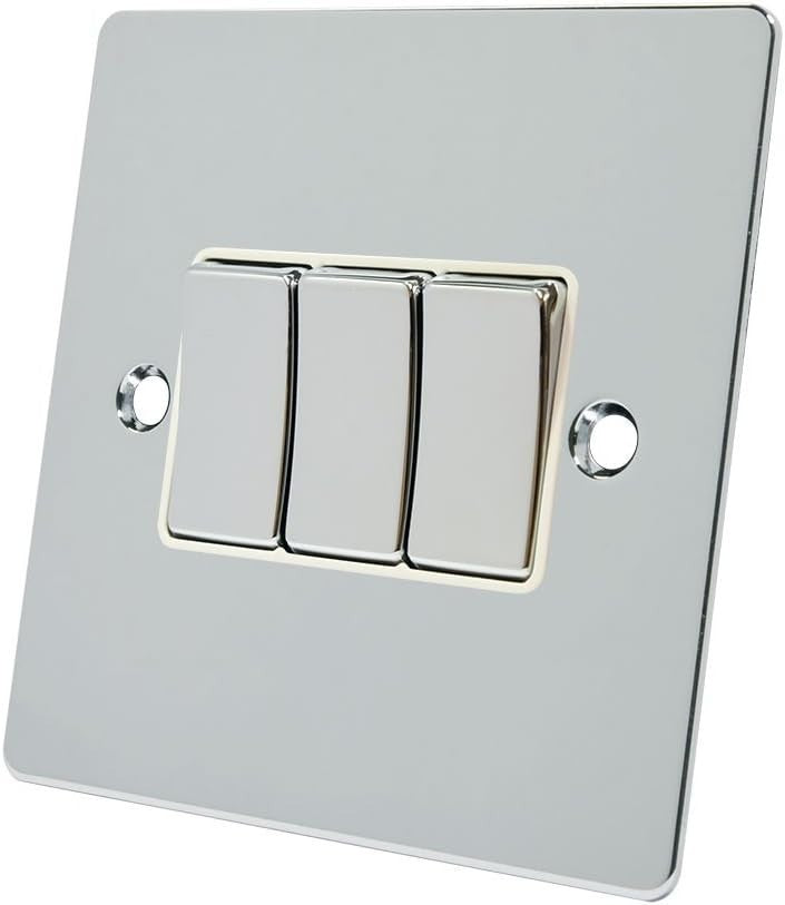 Alliance Electrical FPC3GSWIWC 10 A 3 Gang 2 Way Black Insert Flat Metal New
