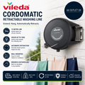 Vileda Cordomatic Retractable Washing Line 1x15m Clothes Holds To 15kg