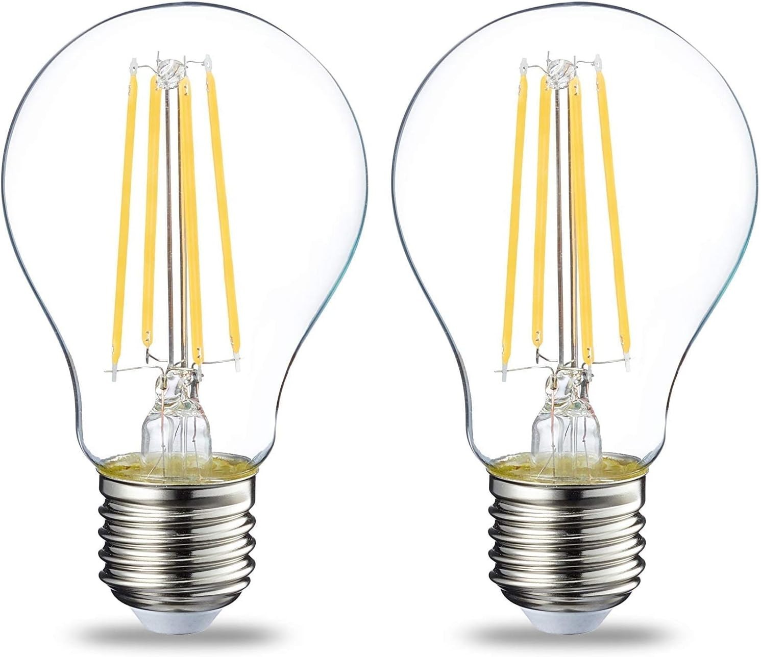 Amazon Basics LED E27 Edison Screw Bulb 7W Clear Filament Warm White 2pc New